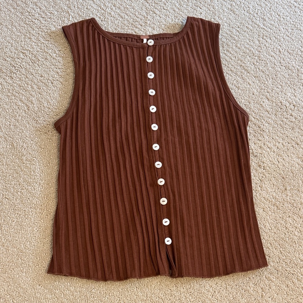 Free People Brown Button Tank size M